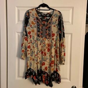 Patrons of the Peace flowy, floral long sleeve dress